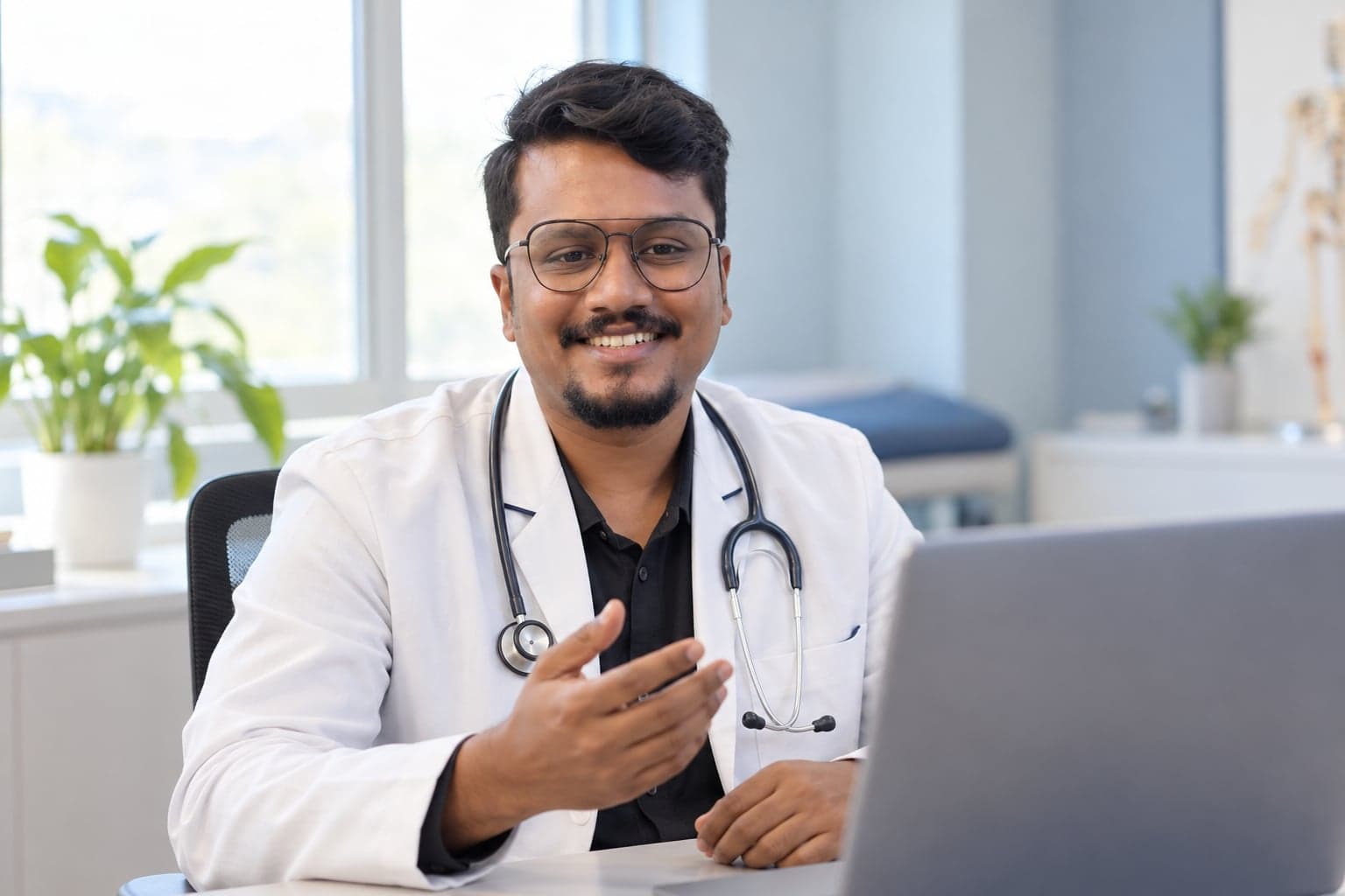 Illustration: Dr. Dharshan N A explaining during a video consultation